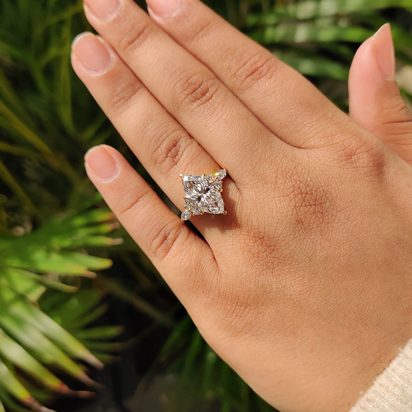 3 CT Marquise Cluster Moissanite Engagement Ring