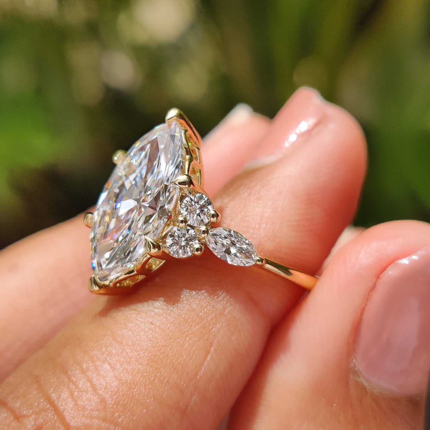 3 CT Marquise Cluster Moissanite Engagement Ring