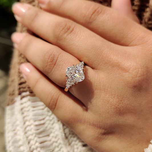 1.70 CT Oval Cluster Moissanite Engagement Ring