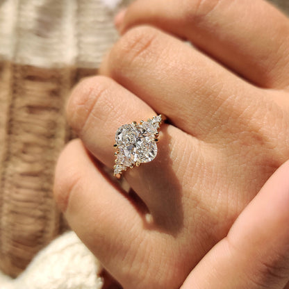 1.70 CT Oval Cluster Moissanite Engagement Ring