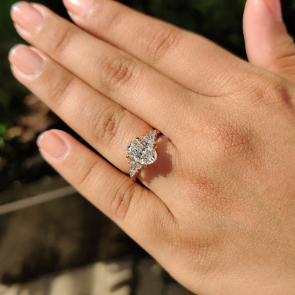 1.70 CT Oval Cluster Moissanite Engagement Ring