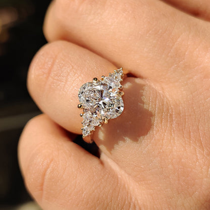 1.70 CT Oval Cluster Moissanite Engagement Ring