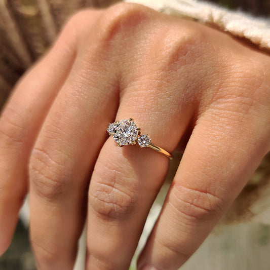 0.80 CT Round Three Stone Moissanite Engagement Ring