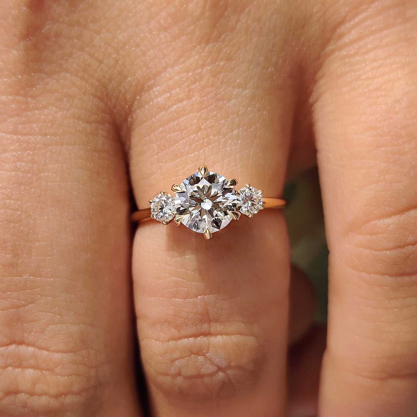 0.80 CT Round Three Stone Moissanite Engagement Ring