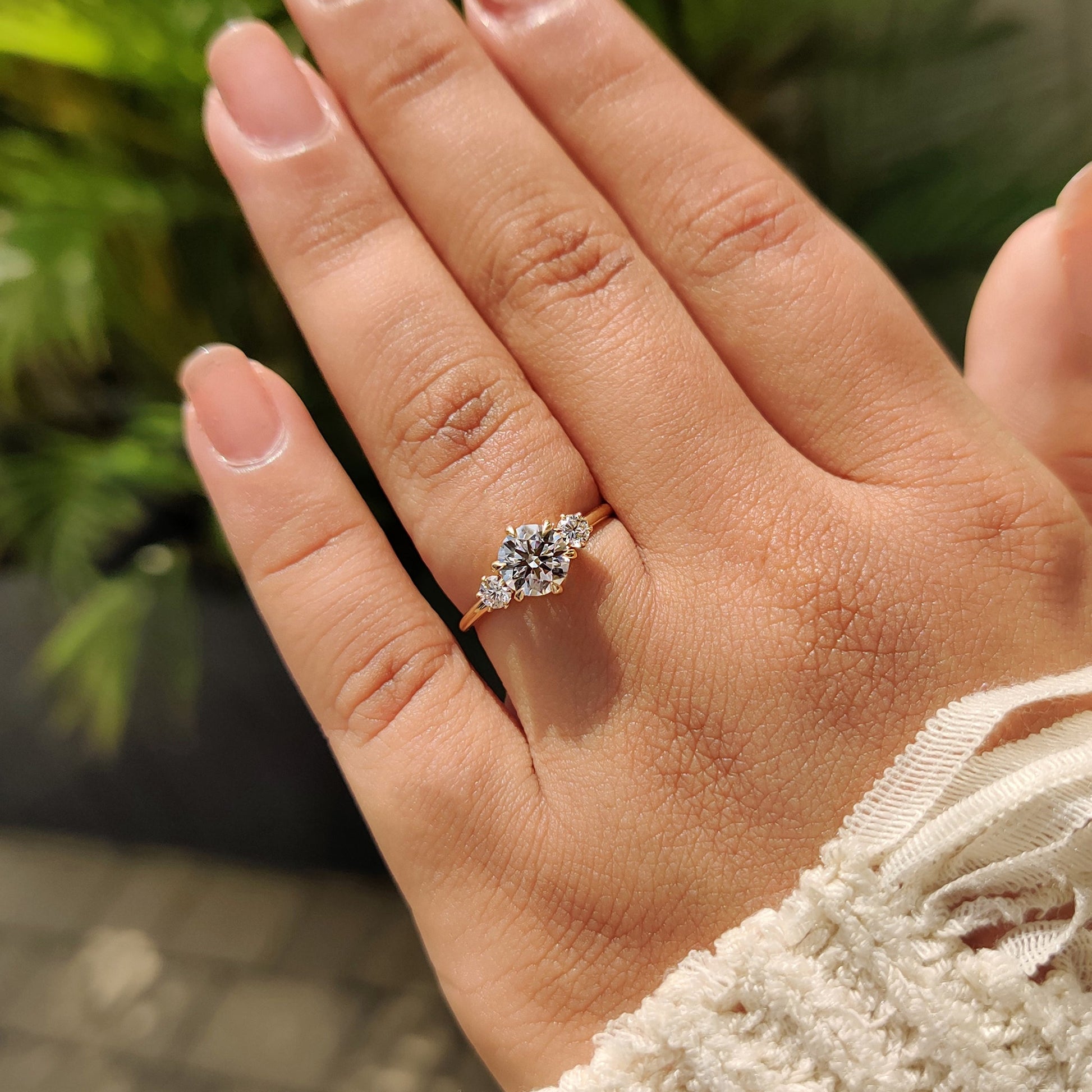 0.80 CT Round Three Stone Moissanite Engagement Ring