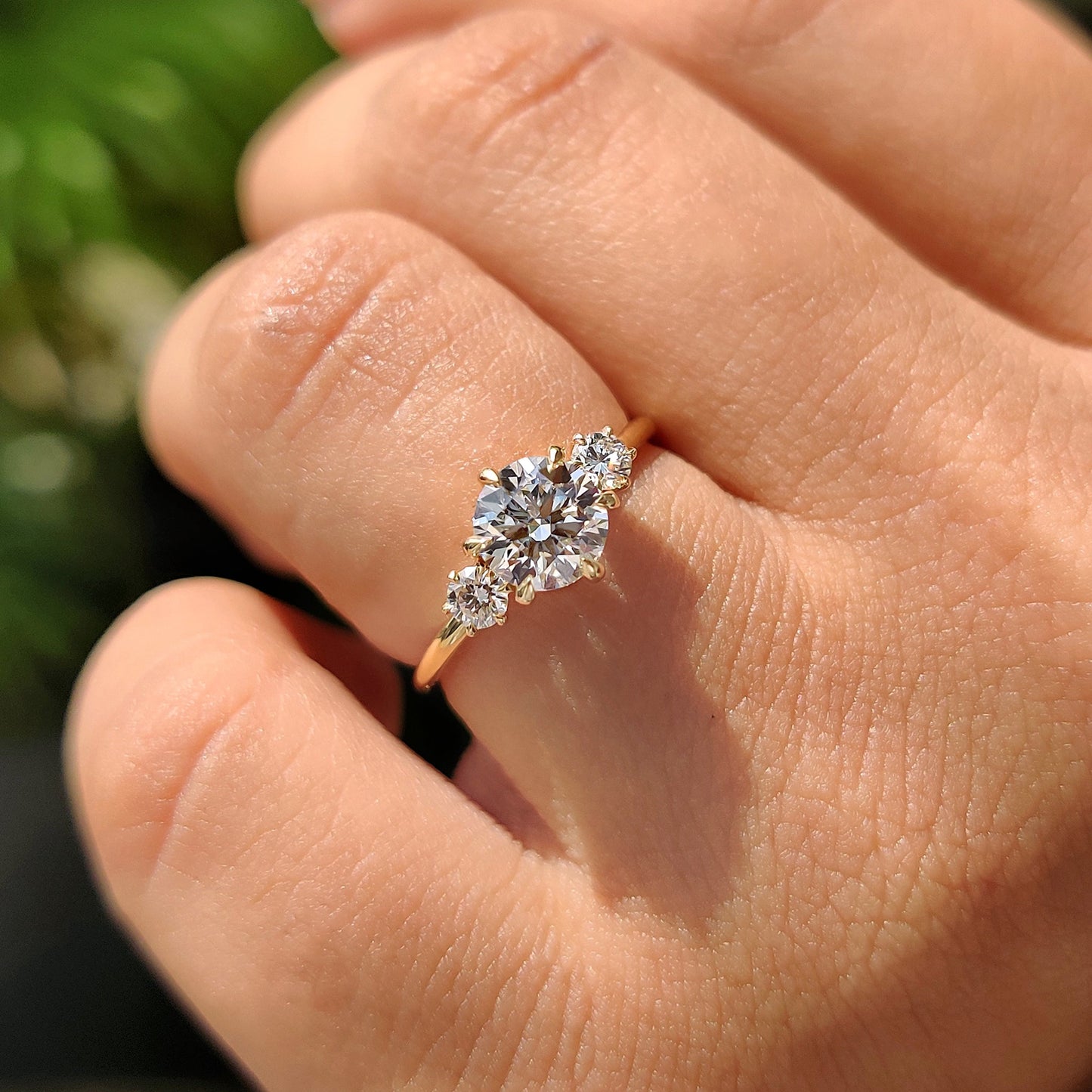 0.80 CT Round Three Stone Moissanite Engagement Ring