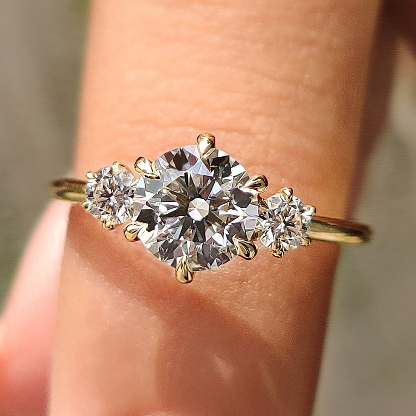 0.80 CT Round Three Stone Moissanite Engagement Ring