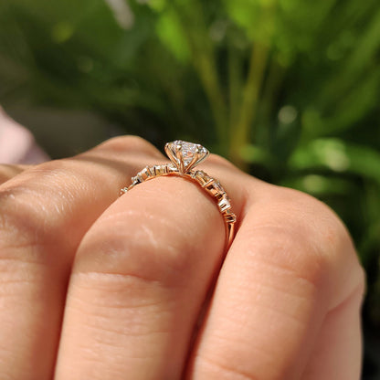 1.50 CT Marquise Pave Moissanite Engagement Ring