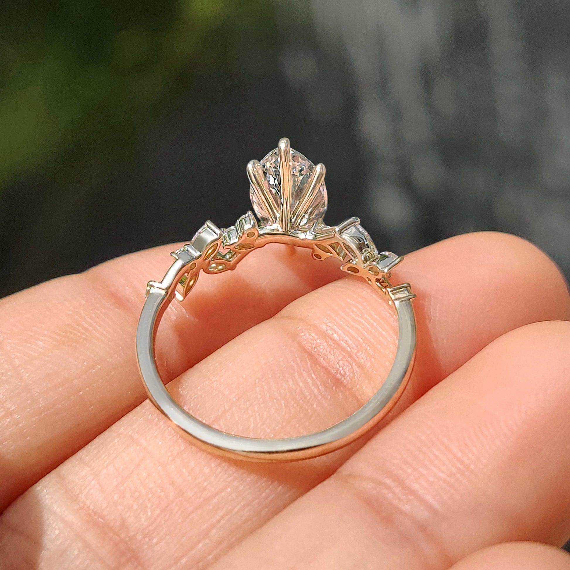 1.50 CT Marquise Pave Moissanite Engagement Ring