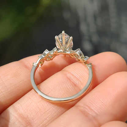 1.50 CT Marquise Pave Moissanite Engagement Ring