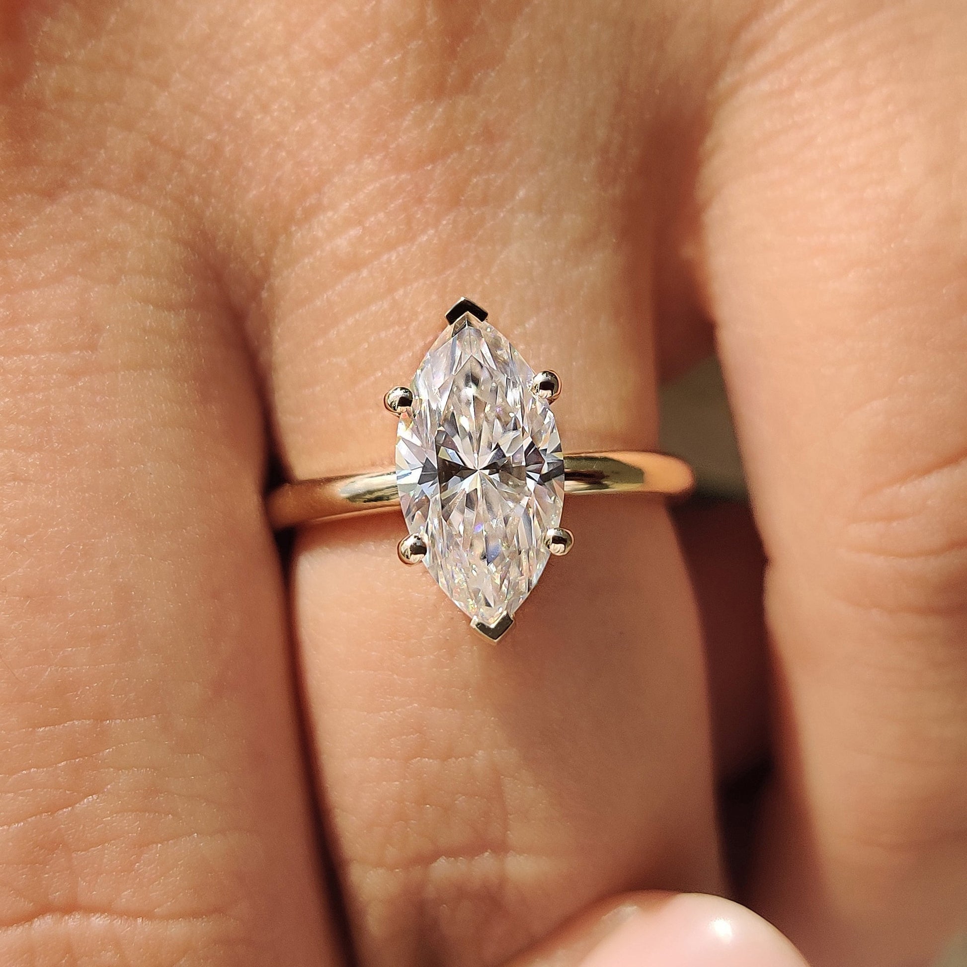 2 CT Marquise Hidden Halo Moissanite Engagement Ring
