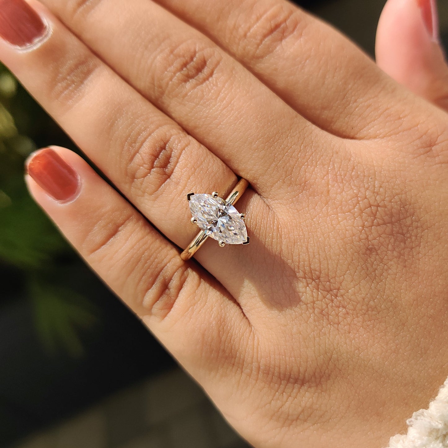 2 CT Marquise Hidden Halo Moissanite Engagement Ring