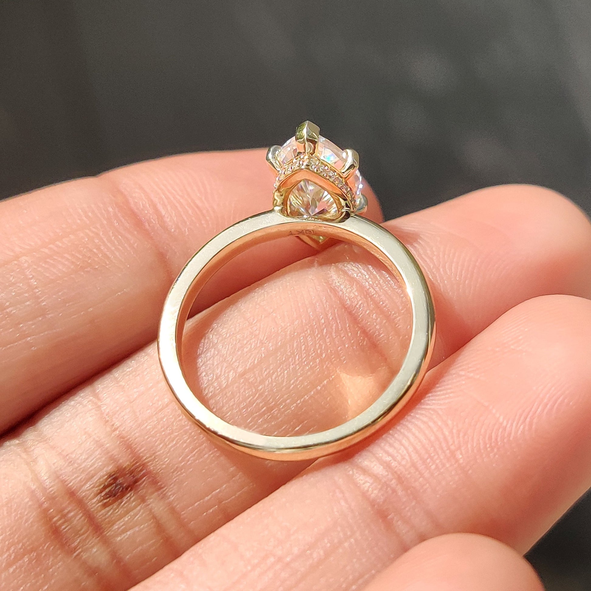 2 CT Marquise Hidden Halo Moissanite Engagement Ring