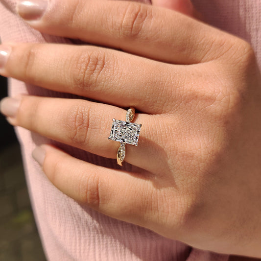 2 CT Radiant Twisted Pave Moissanite Engagement Ring