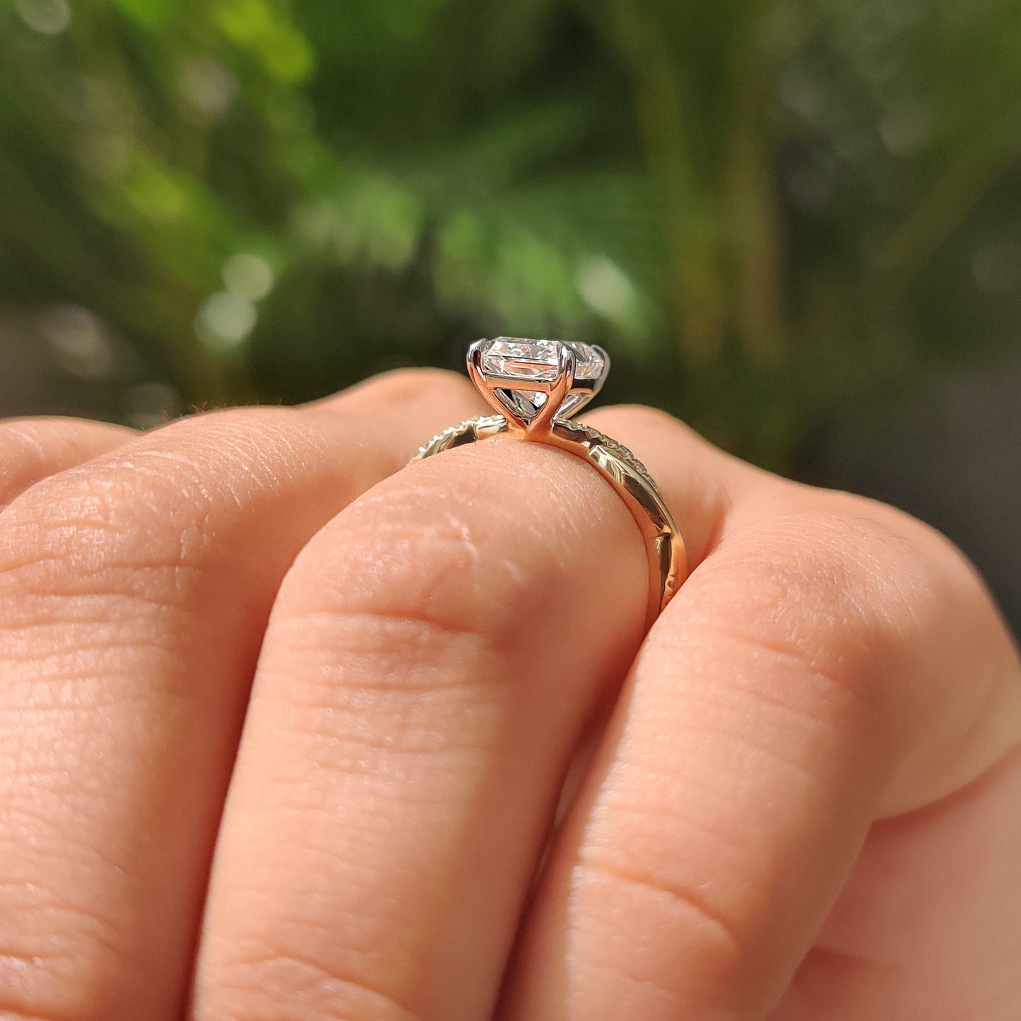 2 CT Radiant Twisted Pave Moissanite Engagement Ring