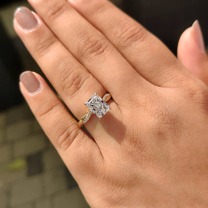 2 CT Radiant Twisted Pave Moissanite Engagement Ring