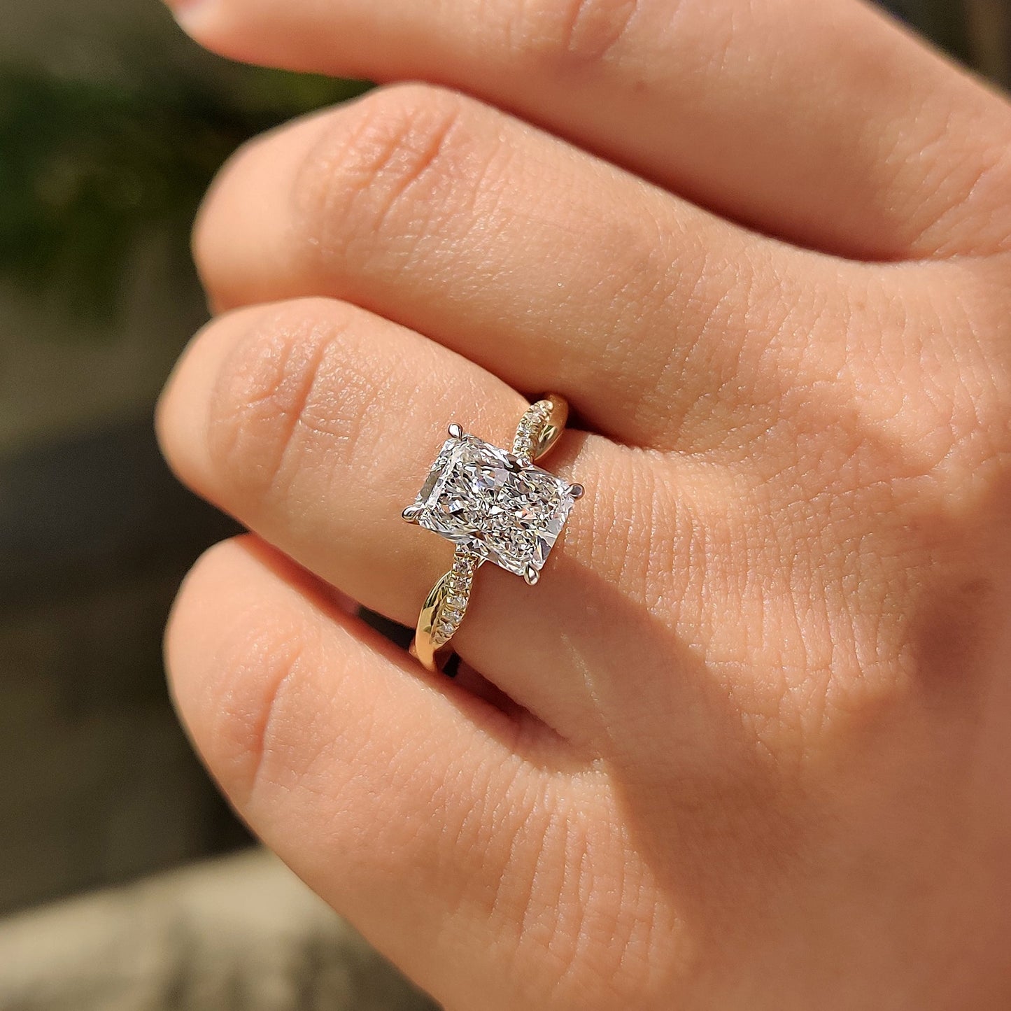 2 CT Radiant Twisted Pave Moissanite Engagement Ring