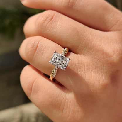 2 CT Radiant Twisted Pave Moissanite Engagement Ring