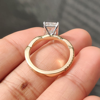 2 CT Radiant Twisted Pave Moissanite Engagement Ring