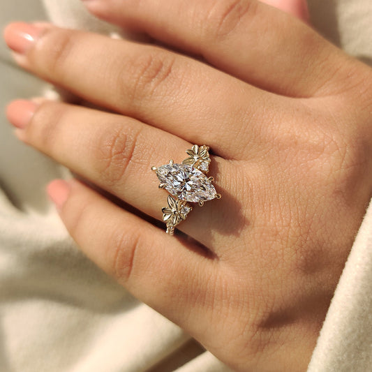 2 CT Marquise Cluster Moissanite Engagement Ring