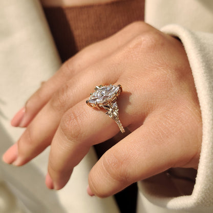 2 CT Marquise Cluster Moissanite Engagement Ring