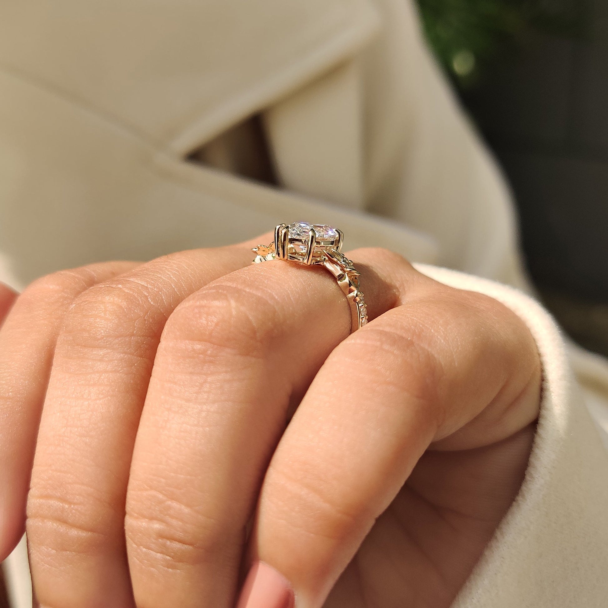2 CT Marquise Cluster Moissanite Engagement Ring