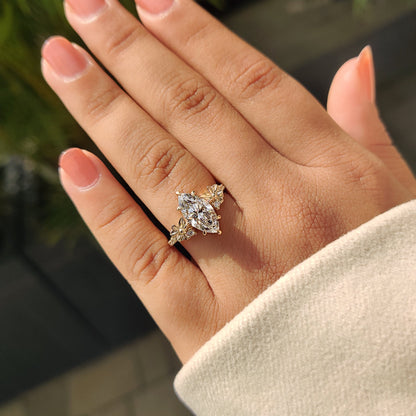 2 CT Marquise Cluster Moissanite Engagement Ring