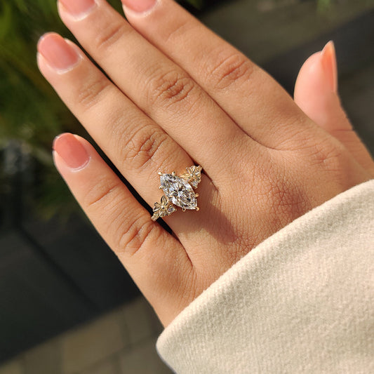 2 CT Marquise Cluster Moissanite Engagement Ring