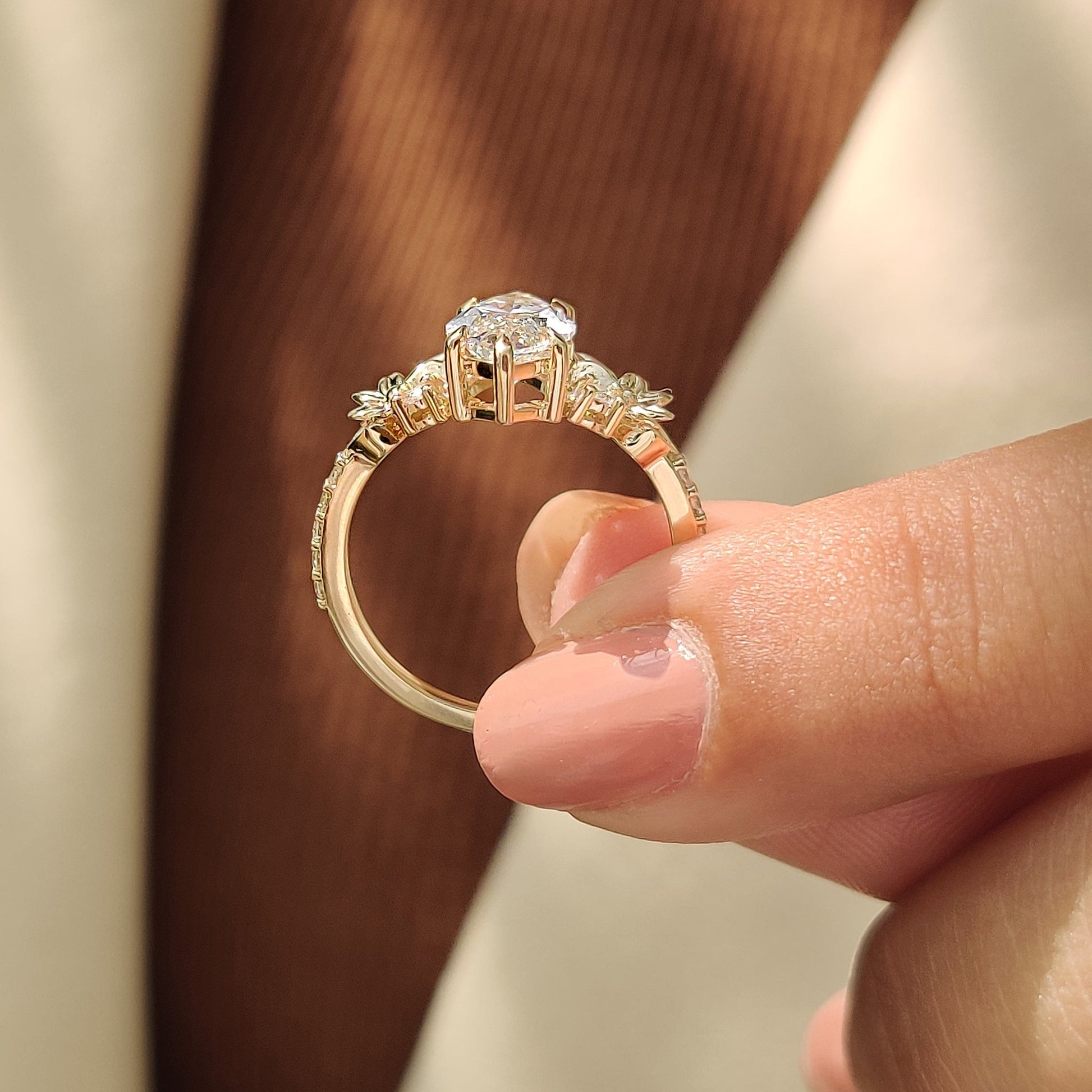 2 CT Marquise Cluster Moissanite Engagement Ring