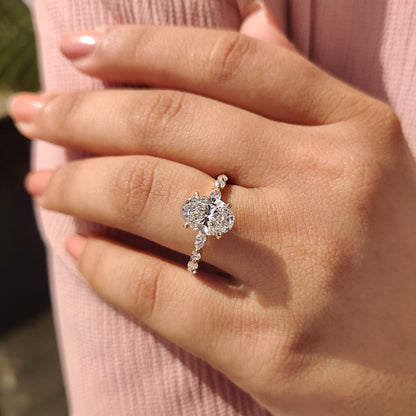 2 CT Oval Pave Moissanite Engagement Ring