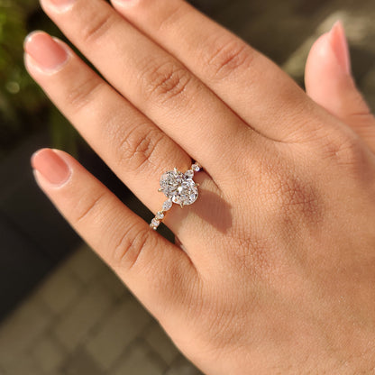 2 CT Oval Pave Moissanite Engagement Ring