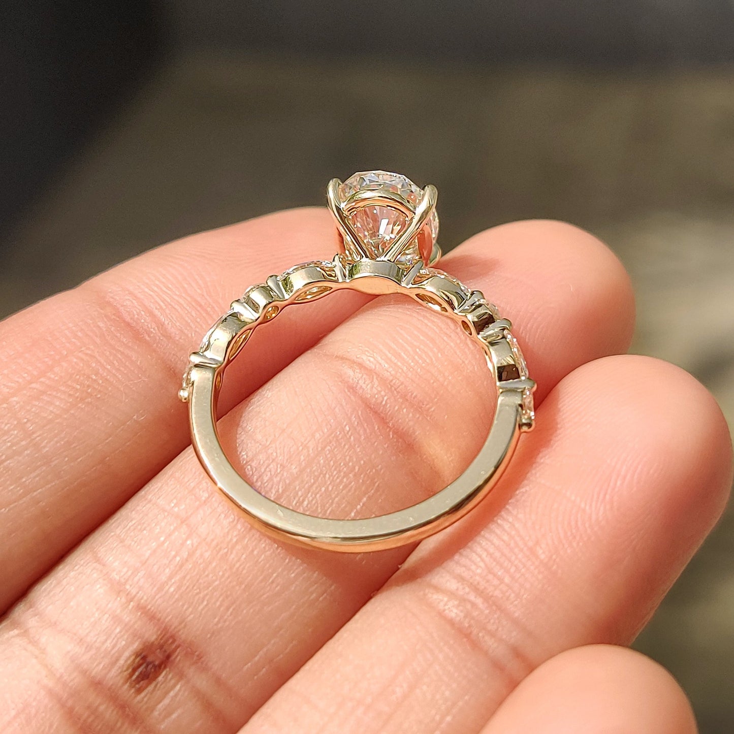 2 CT Oval Pave Moissanite Engagement Ring