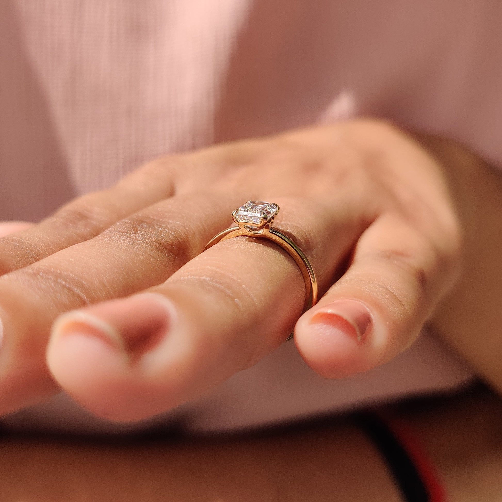 1 CT Emerald Solitaire Moissanite Engagement Ring