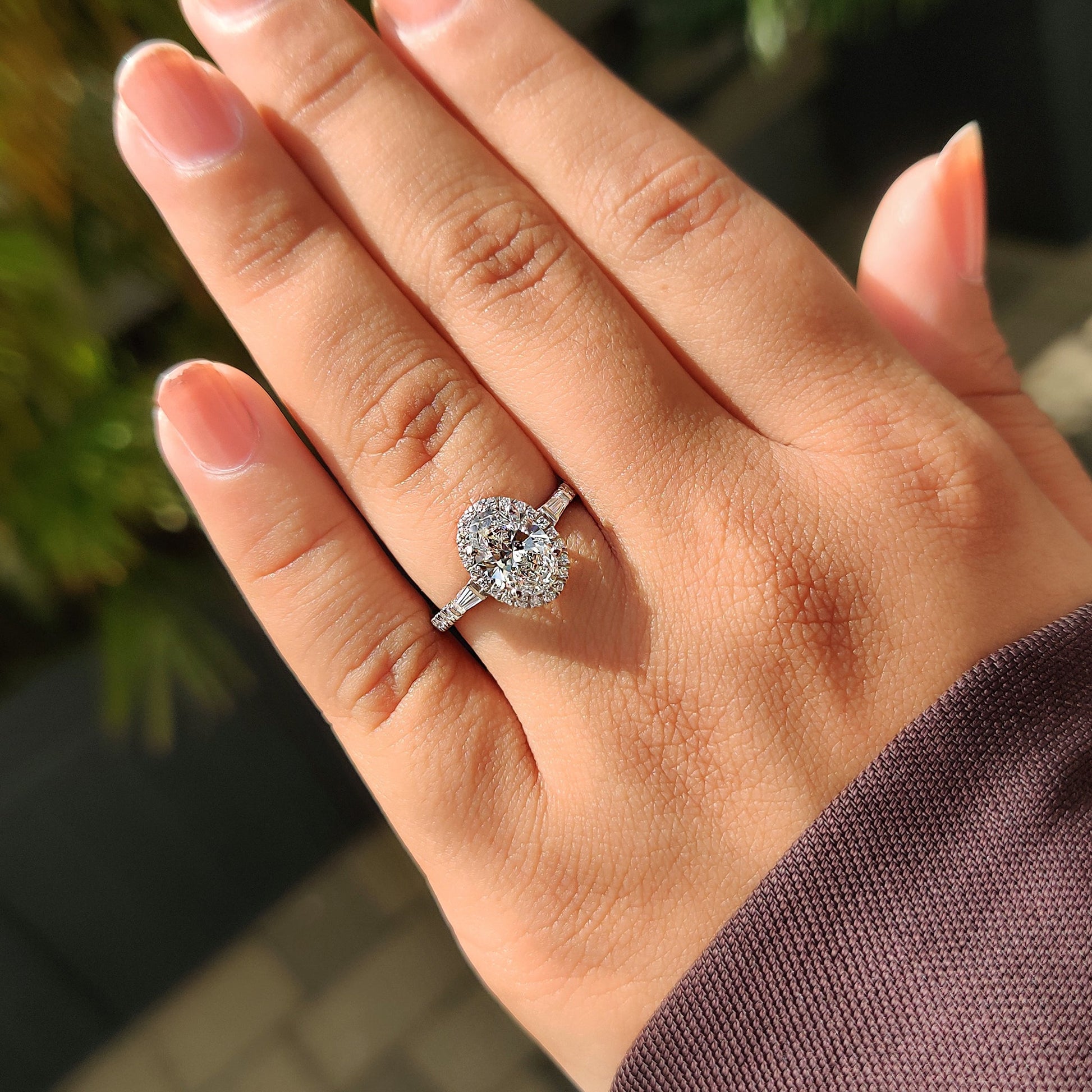 1.50 CT Oval Halo & Pave Moissanite Engagement Ring