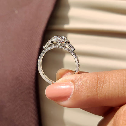 1.50 CT Oval Halo & Pave Moissanite Engagement Ring