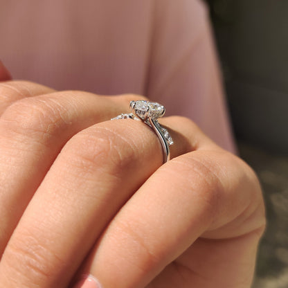 1.50 CT Marquise Pave Moissanite Engagement Ring