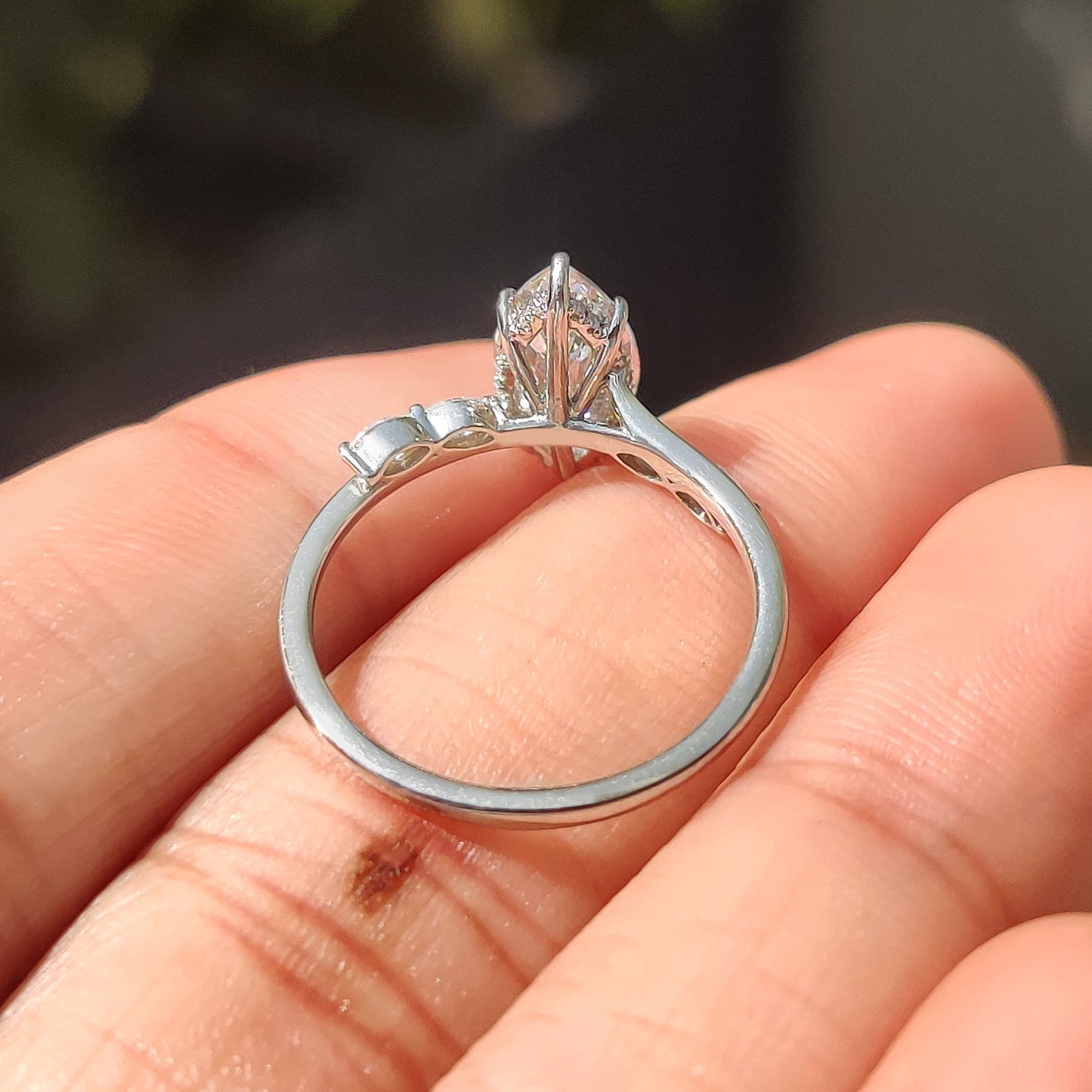 1.50 CT Marquise Pave Moissanite Engagement Ring
