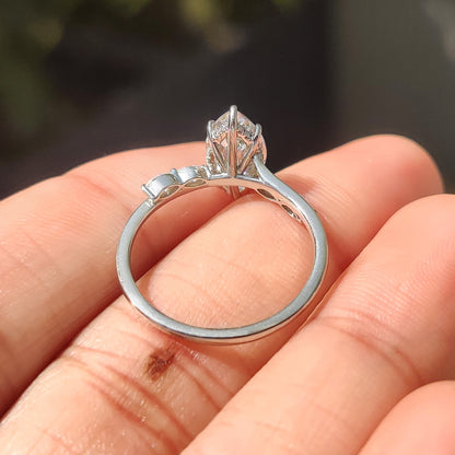 1.50 CT Marquise Pave Moissanite Engagement Ring