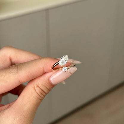 1 CT Marquise Open Shank Moissanite Engagement Ring