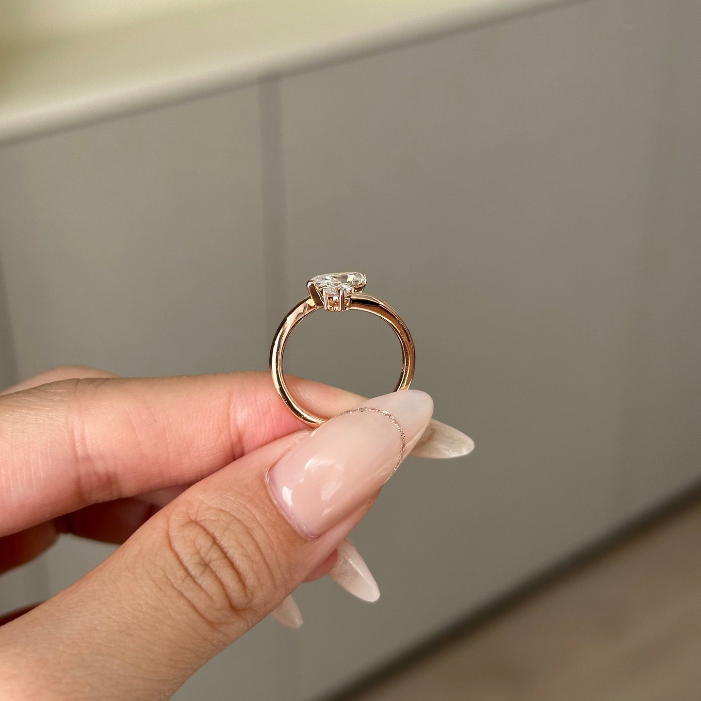 1 CT Marquise Open Shank Moissanite Engagement Ring