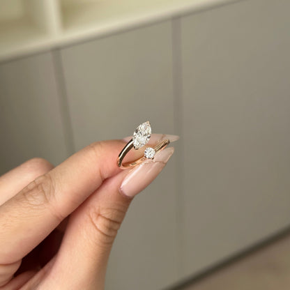 1 CT Marquise Open Shank Moissanite Engagement Ring