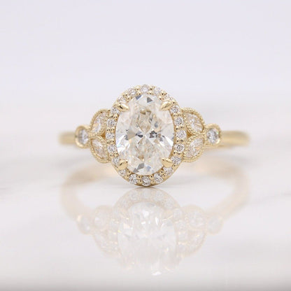 1.33 CT Oval Cluster Moissanite Engagement Ring