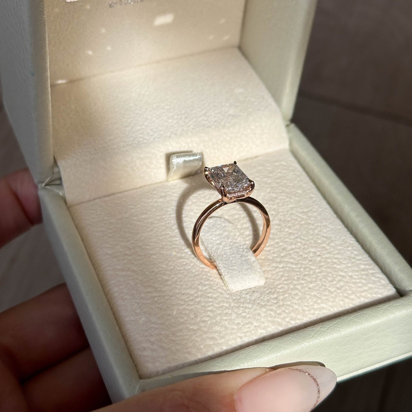 3.51 CT Radiant Hidden Halo Moissanite Engagement Ring