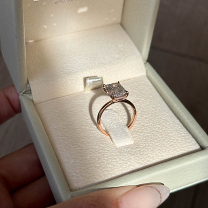 3.51 CT Radiant Hidden Halo Moissanite Engagement Ring