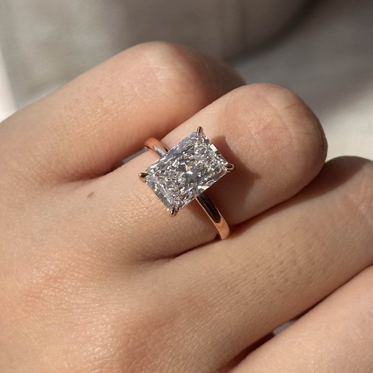 3.51 CT Radiant Hidden Halo Moissanite Engagement Ring