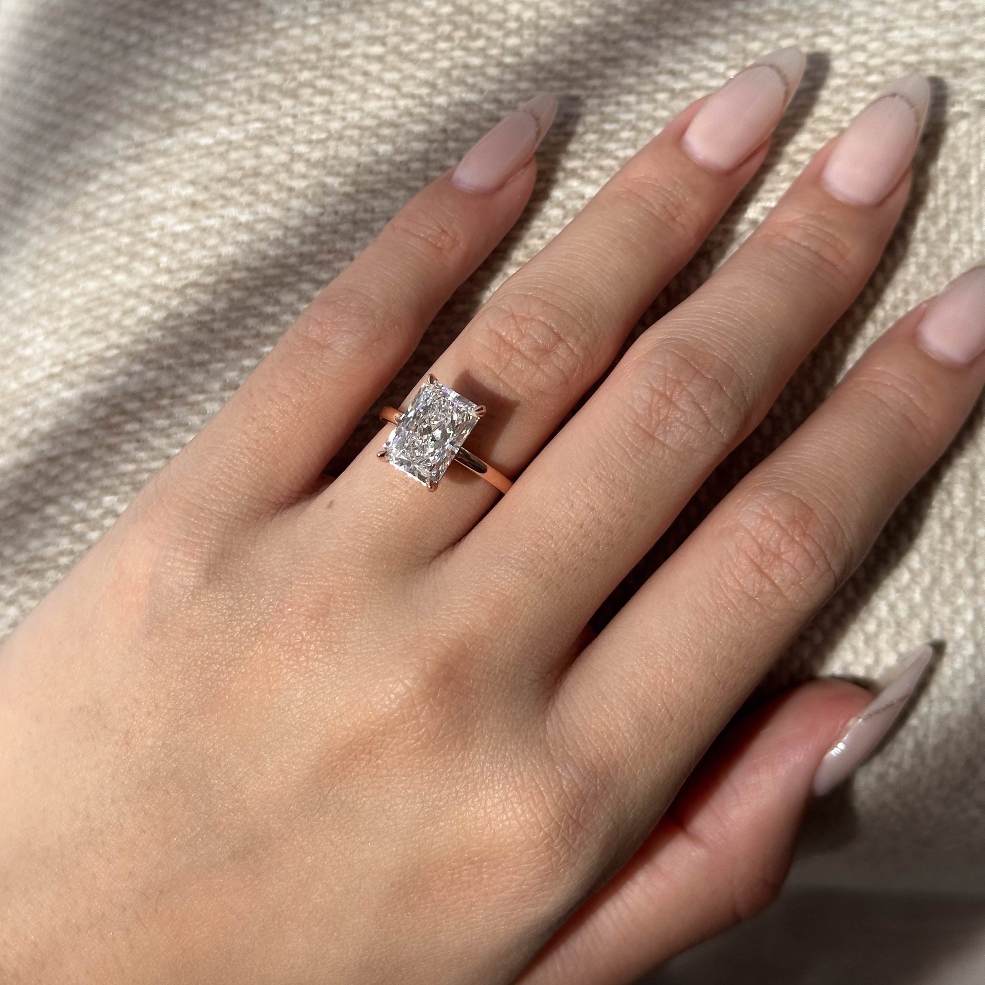 3.51 CT Radiant Hidden Halo Moissanite Engagement Ring