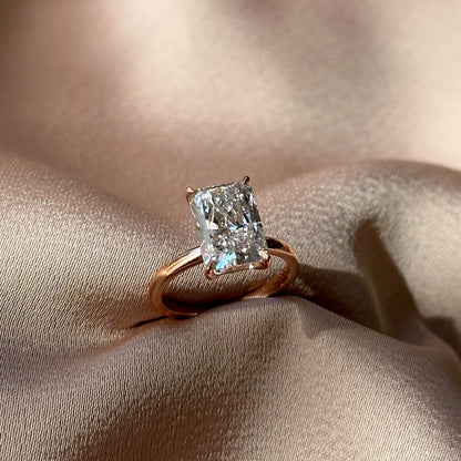 3.51 CT Radiant Hidden Halo Moissanite Engagement Ring