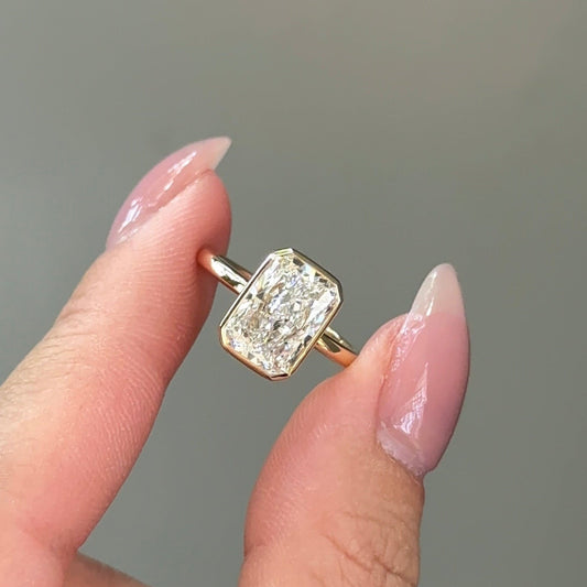 3.01 CT Radiant Bezel Moissanite Engagement Ring