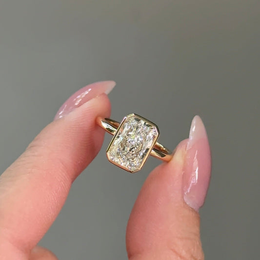 3.01 CT Radiant Bezel Moissanite Engagement Ring