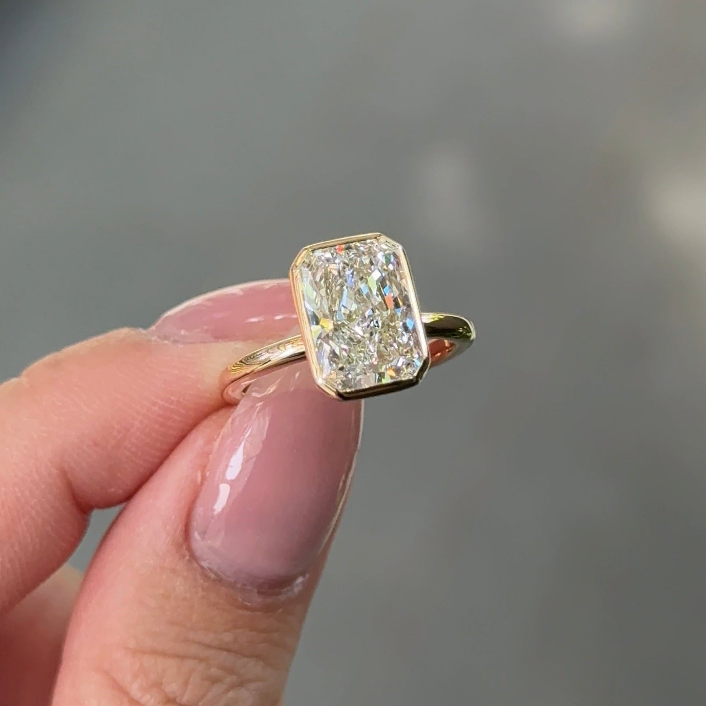3.01 CT Radiant Bezel Moissanite Engagement Ring